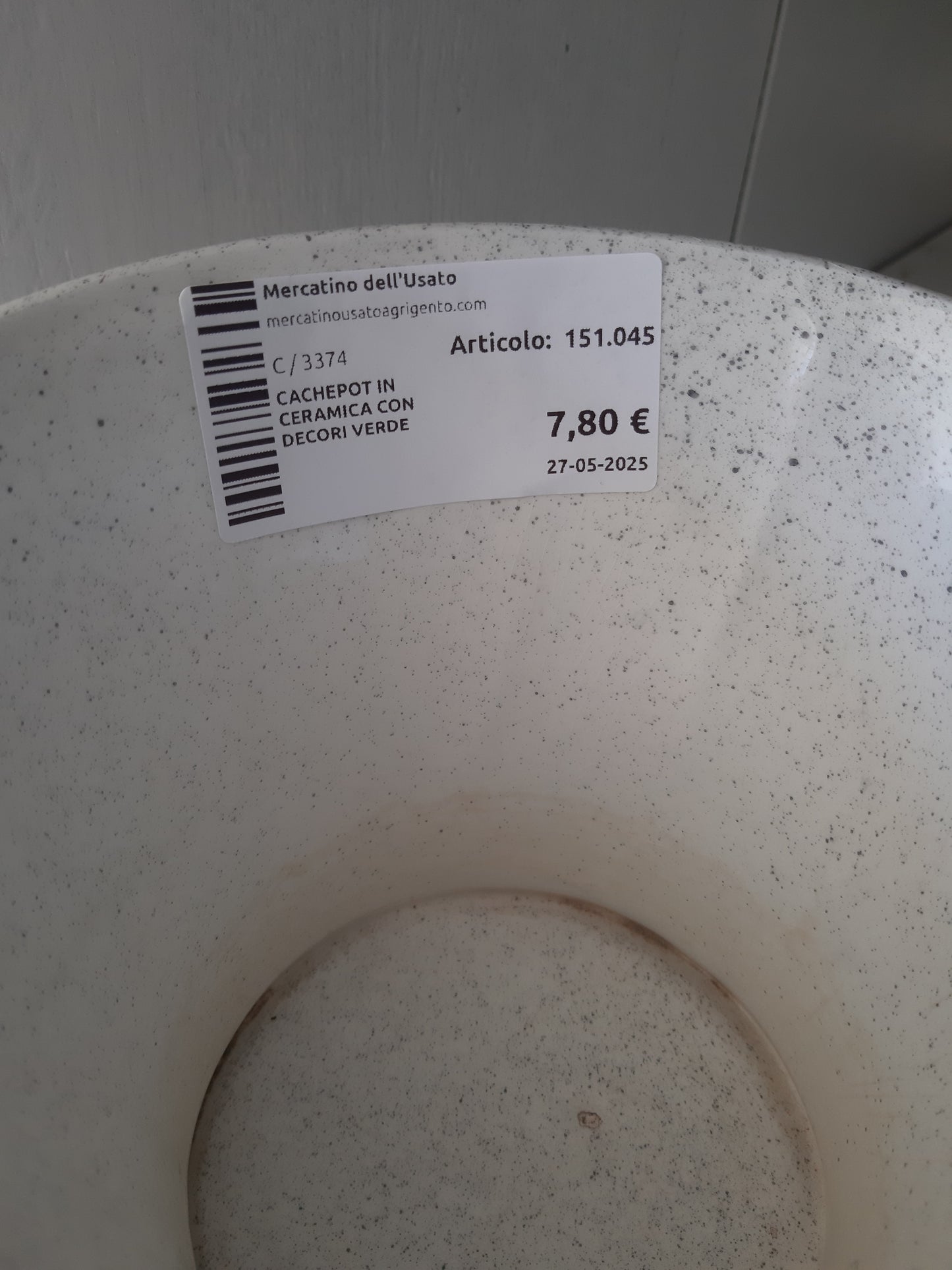 Cachepot In Ceramica Con Decori Verde