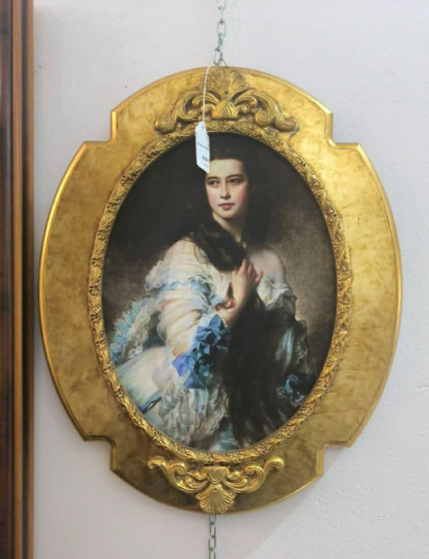 Quadro Ovale Cornice Dorata Dama/ufficiale