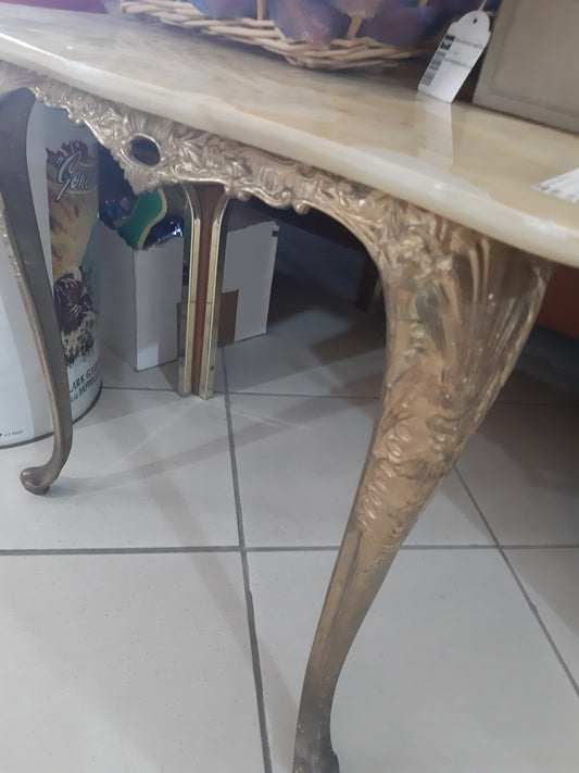 Tavolino Da Salotto Ottone /onice Vintage