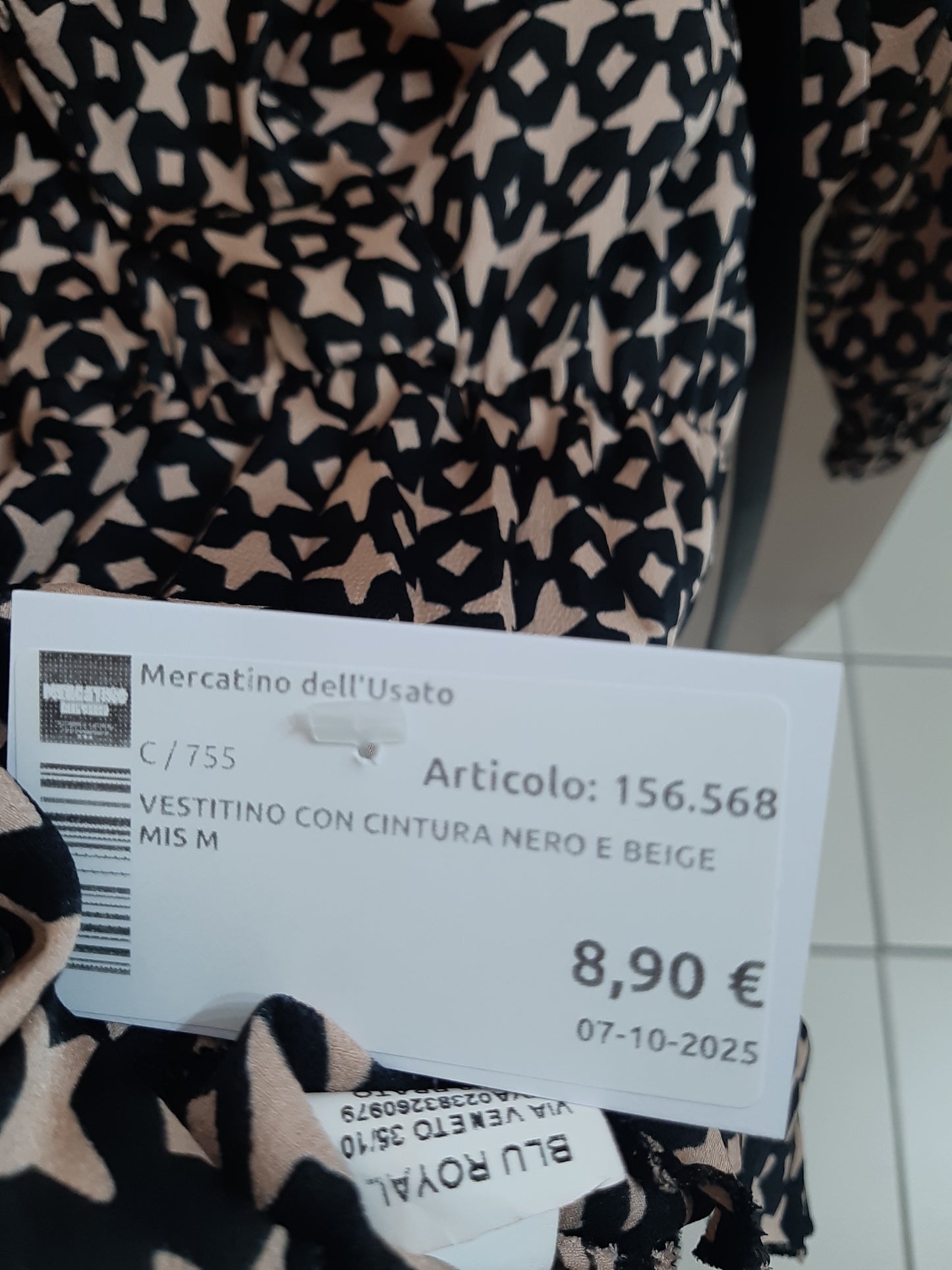 Vestitino Con Cintura Nero E Beige Mis M