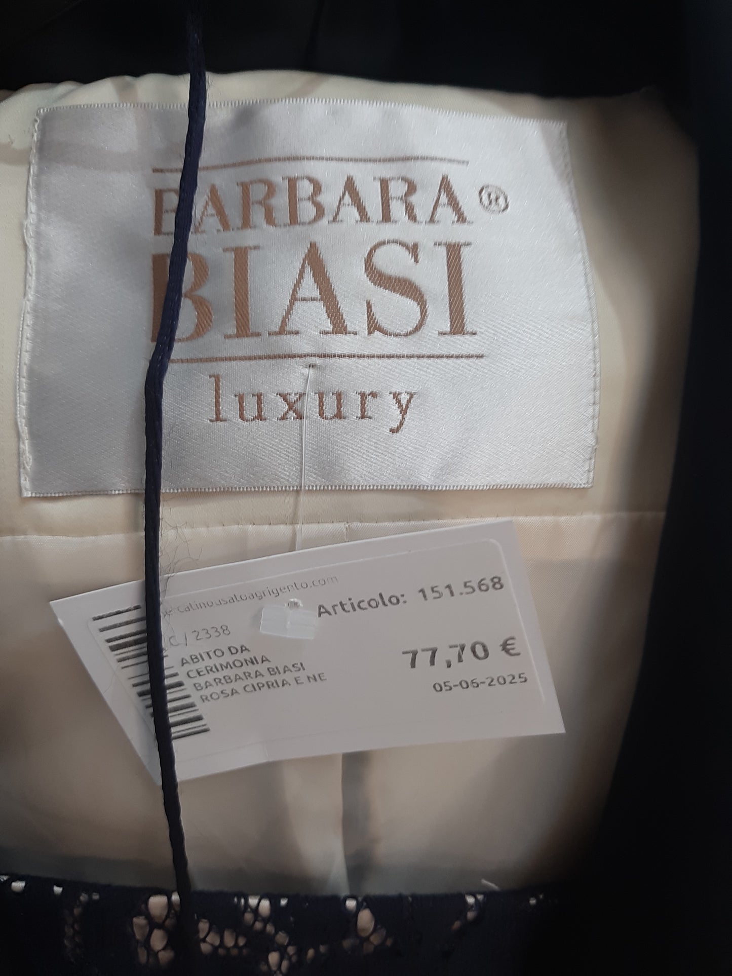 Abito Da Cerimonia Barbara Biasi Rosa Cipria E Nero Mis 46