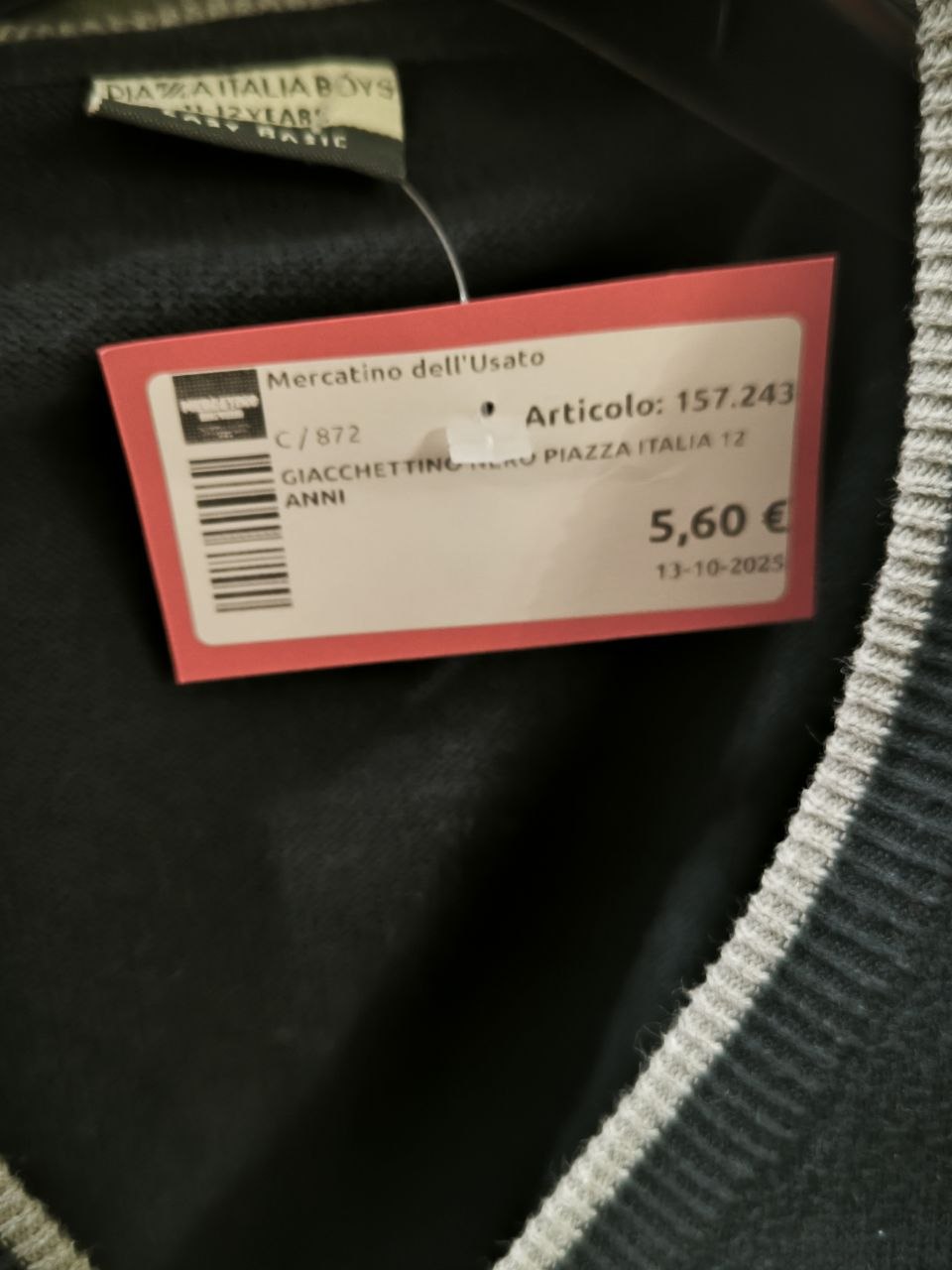 Giacchettino Nero Piazza Italia 12 Anni