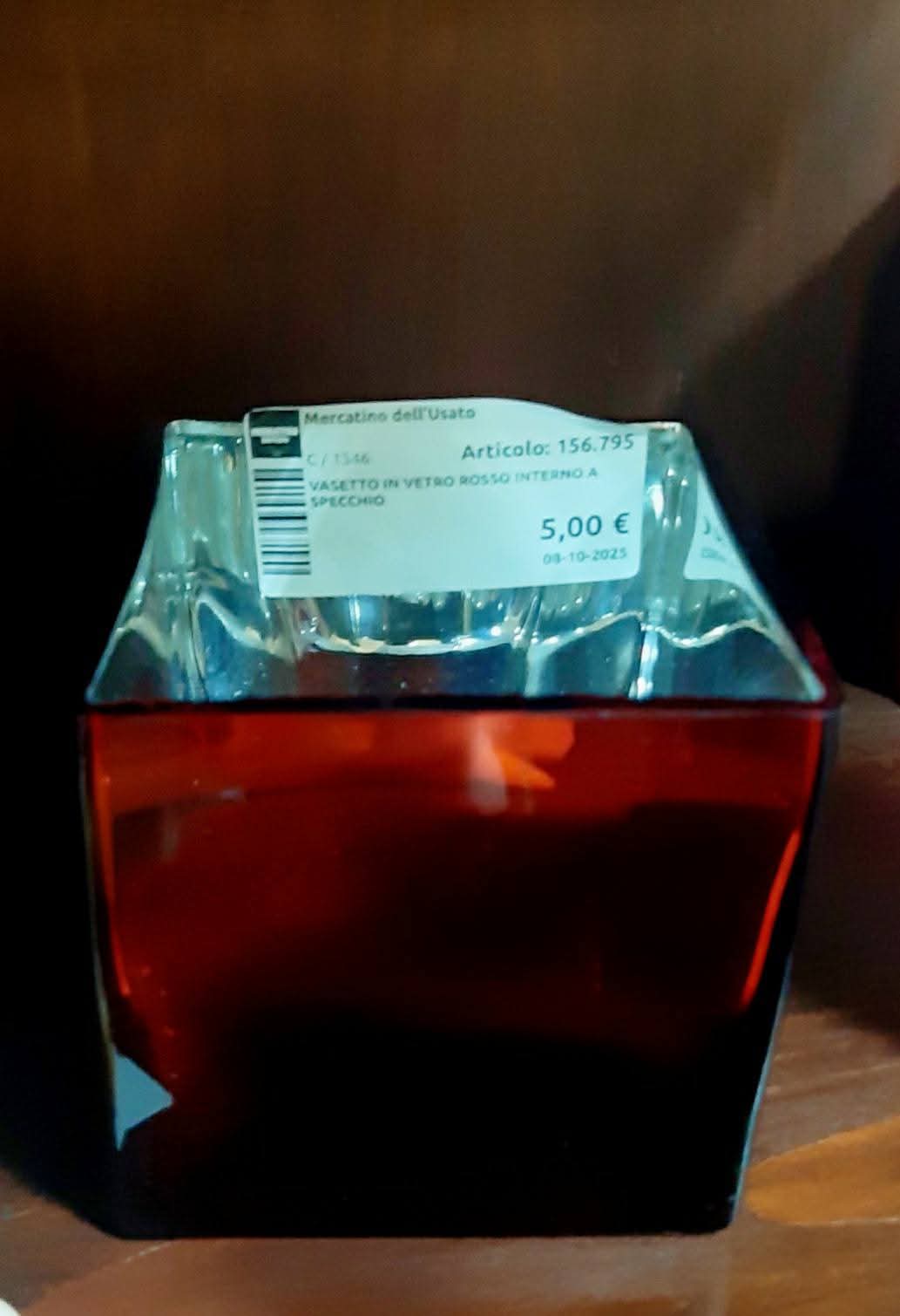 Vasetto In Vetro Rosso Interno A Specchio