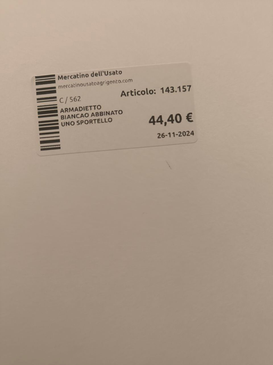 Armadietto Biancao Abbinato Uno Sportello