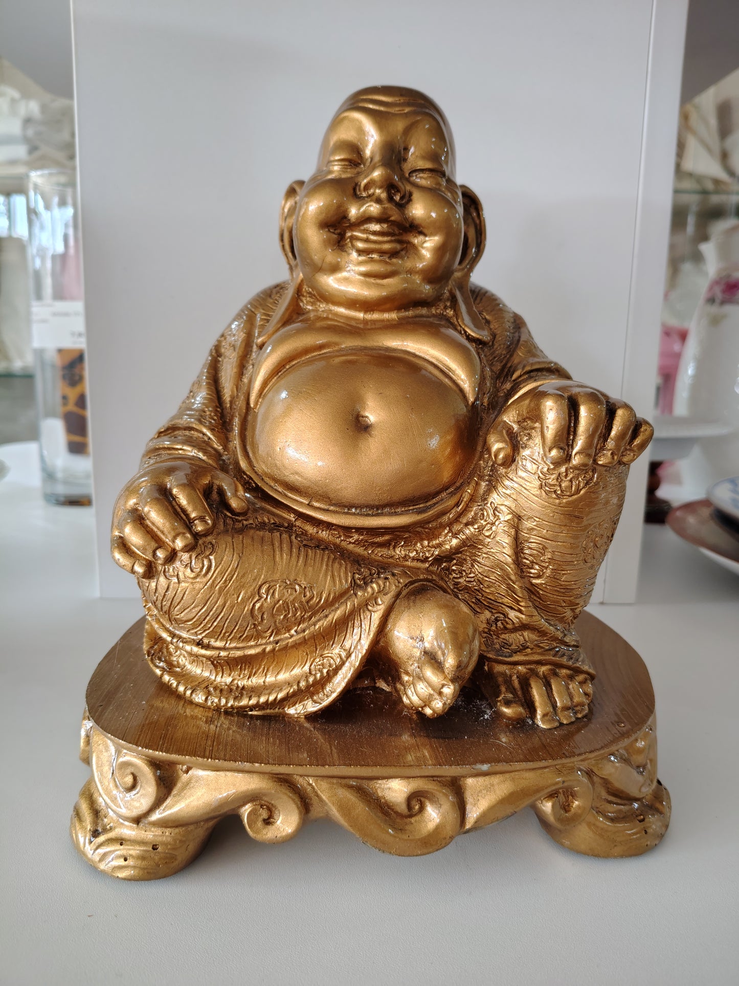 Statua In Resina Dorata Budda