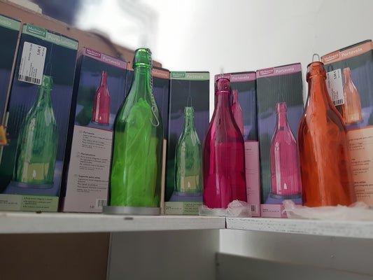 Bottiglia Porta Lumino Vari Colori Da Appendere