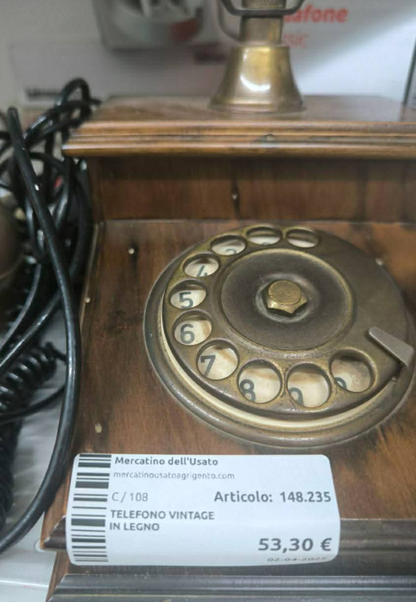 Telefono Vintage In Legno