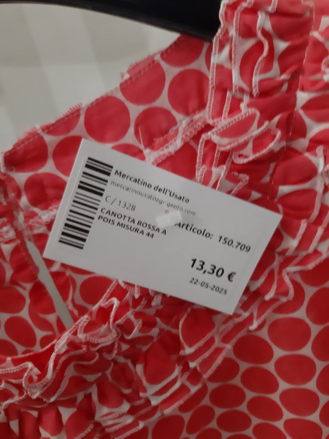 Canotta Rossa A Pois Misura 44