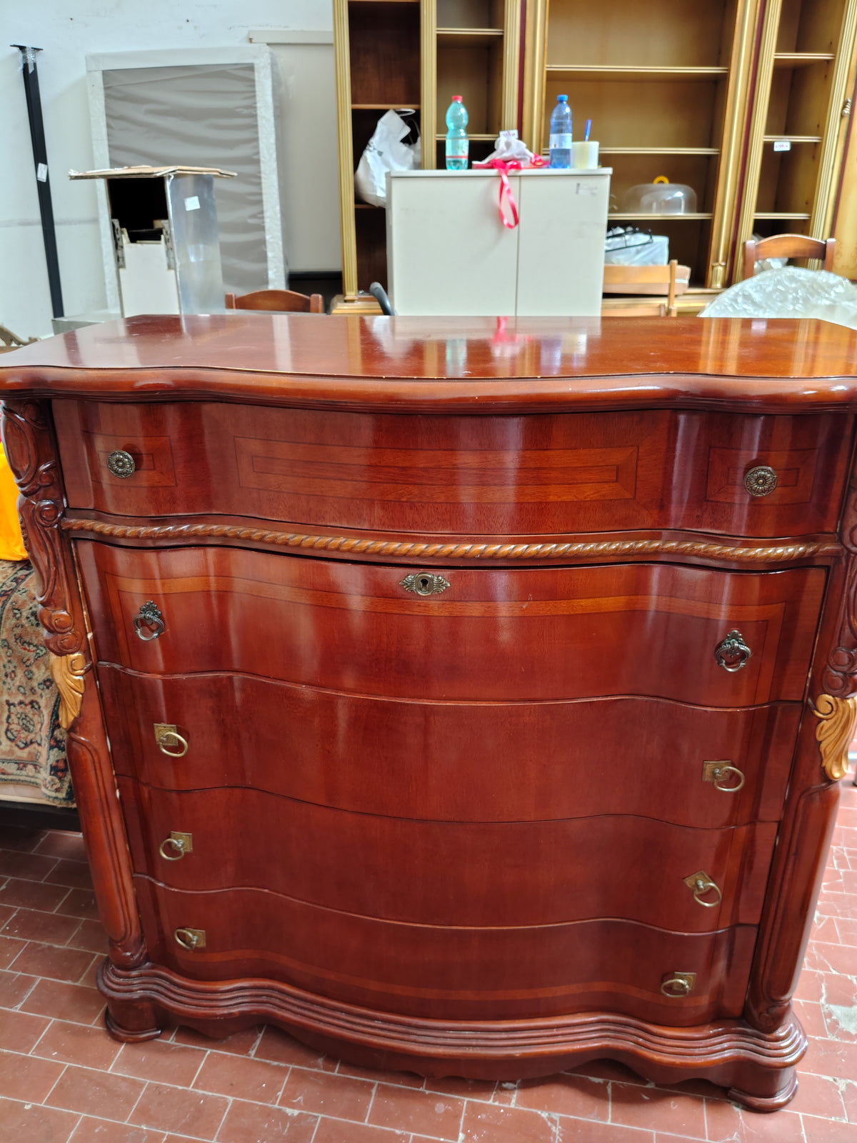 Trittico Comò Stile Classico Barocco Con Segretaire+2 Comodini No Specchio