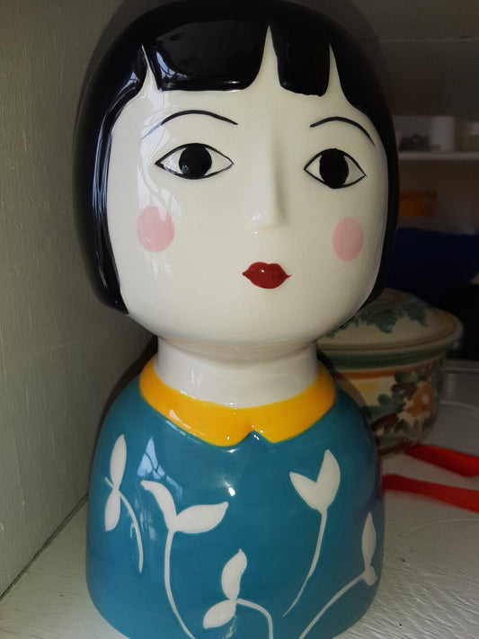 Vaso Faccia Frangetta In Ceramica