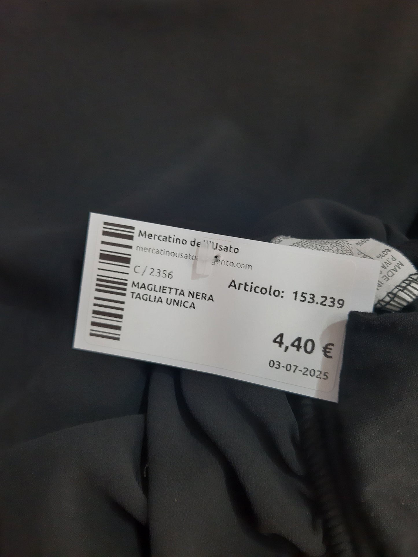 Maglietta Nera Taglia Unica