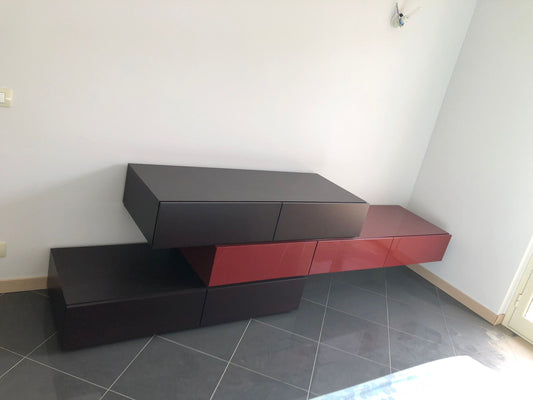 Comò Wengè 2 Pz + Uno Bordeaux Laccato