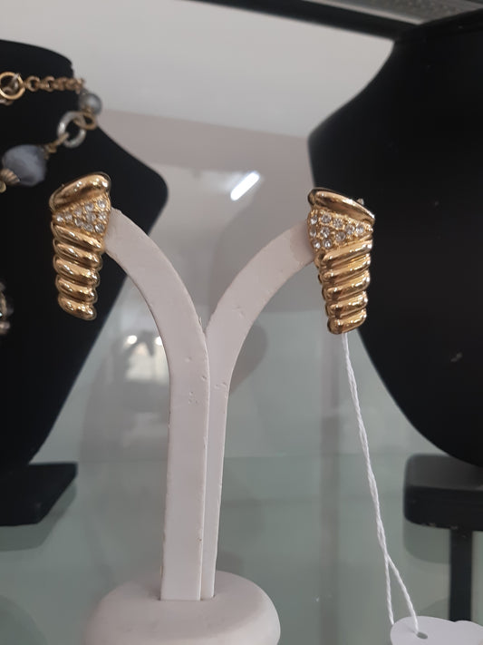 Orecchini Vintage Dorati Con Strass