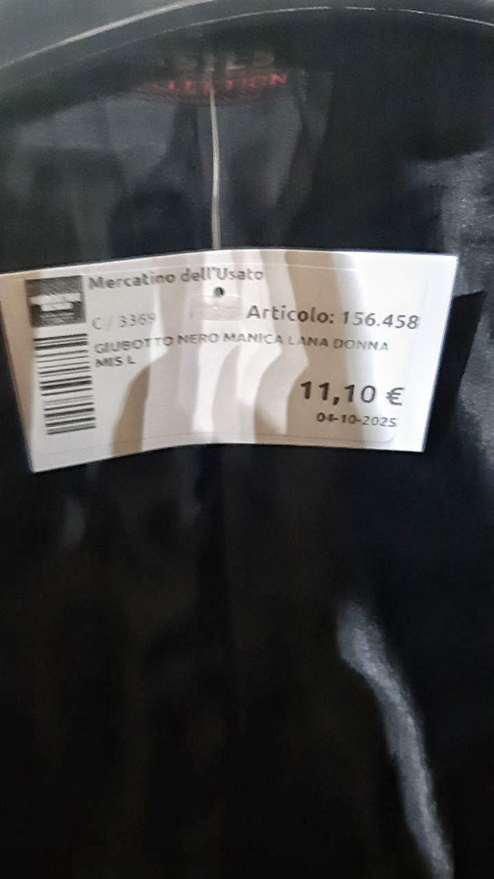 Giubotto Nero Manica Lana Donna Mis L