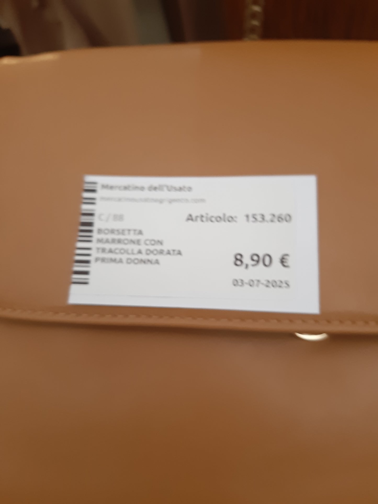 Borsetta Marrone Con Tracolla Dorata Prima Donna