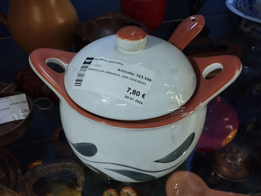 Pentola In Ceramica  Con Cucchiaio