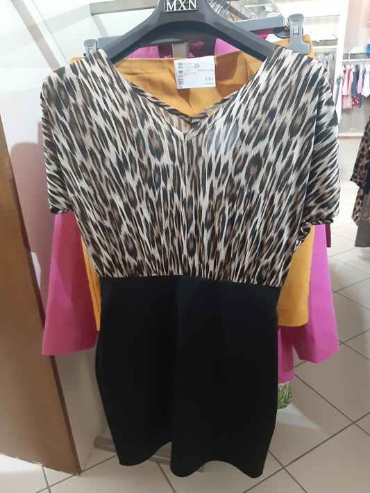 Vestito Maculato E Nero Combipel Mis 44