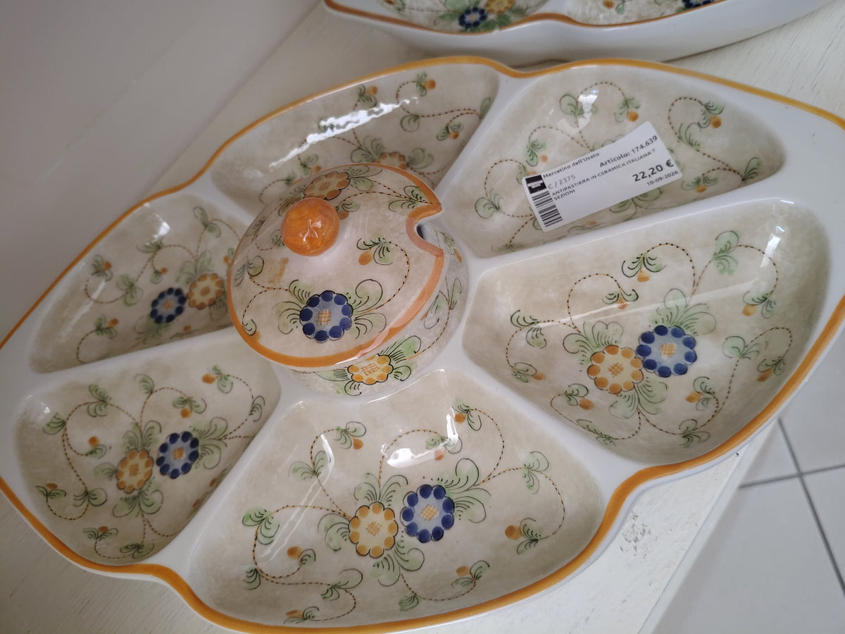 Antipastiera In Ceramica Italiana 7 Sezioni