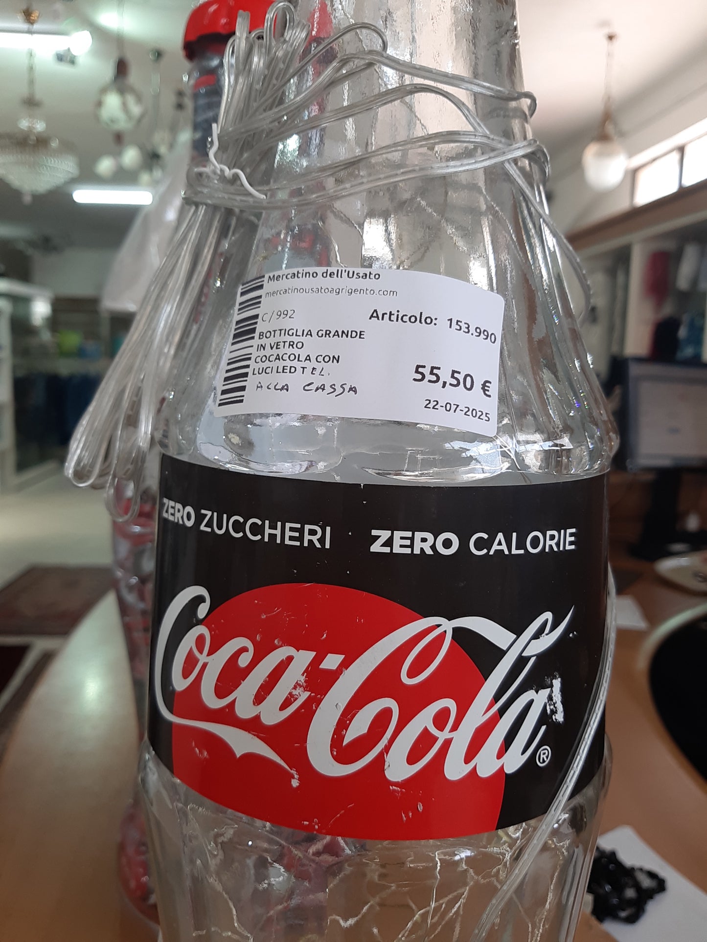 Bottiglia Grande In Vetro Cocacola Con Luci Led Tel. Alla Cassa