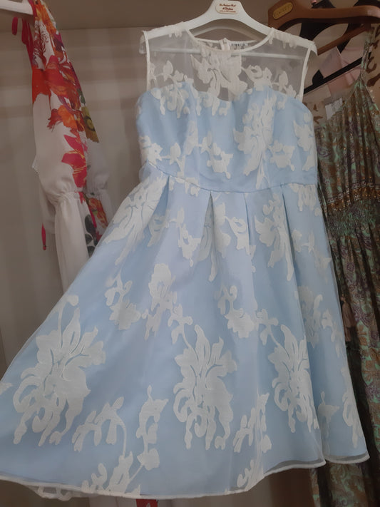 Vestito Celeste Con Tulle Panna Ms M