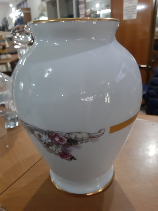 Vaso Porcellana Limoges Per Claraluna Bordo Oro E Decorazioni Fiori