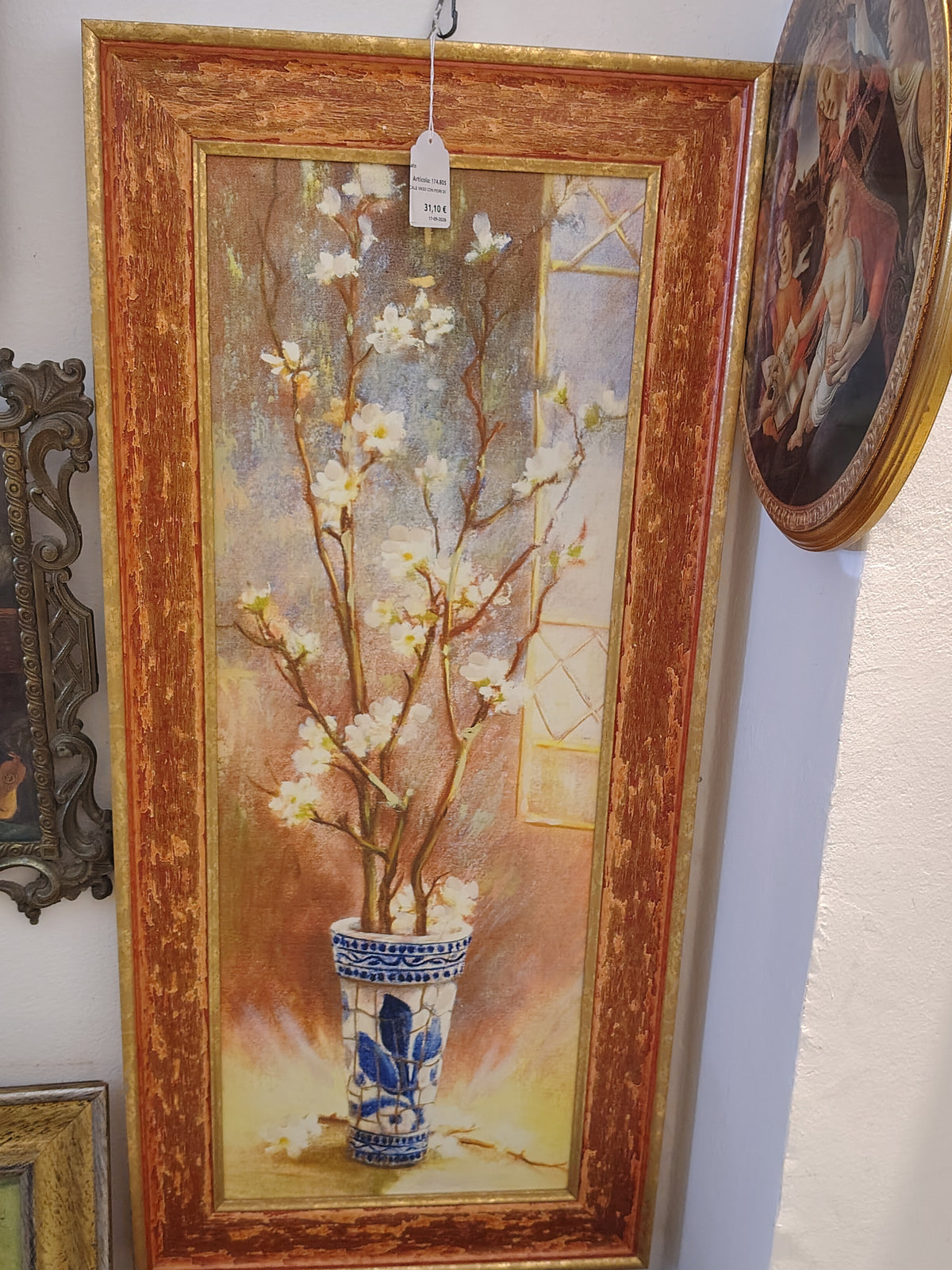 Quadro In Verticale Vaso Con Fiori Di Ciliegio