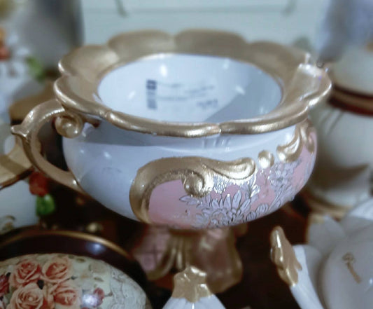 Alzatina Via Veneto Con Strass E Decori Rosa Antico