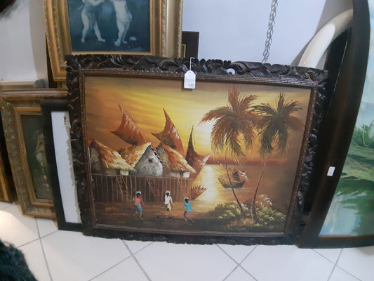 Quadro Etnico Cornice Legno Traforata