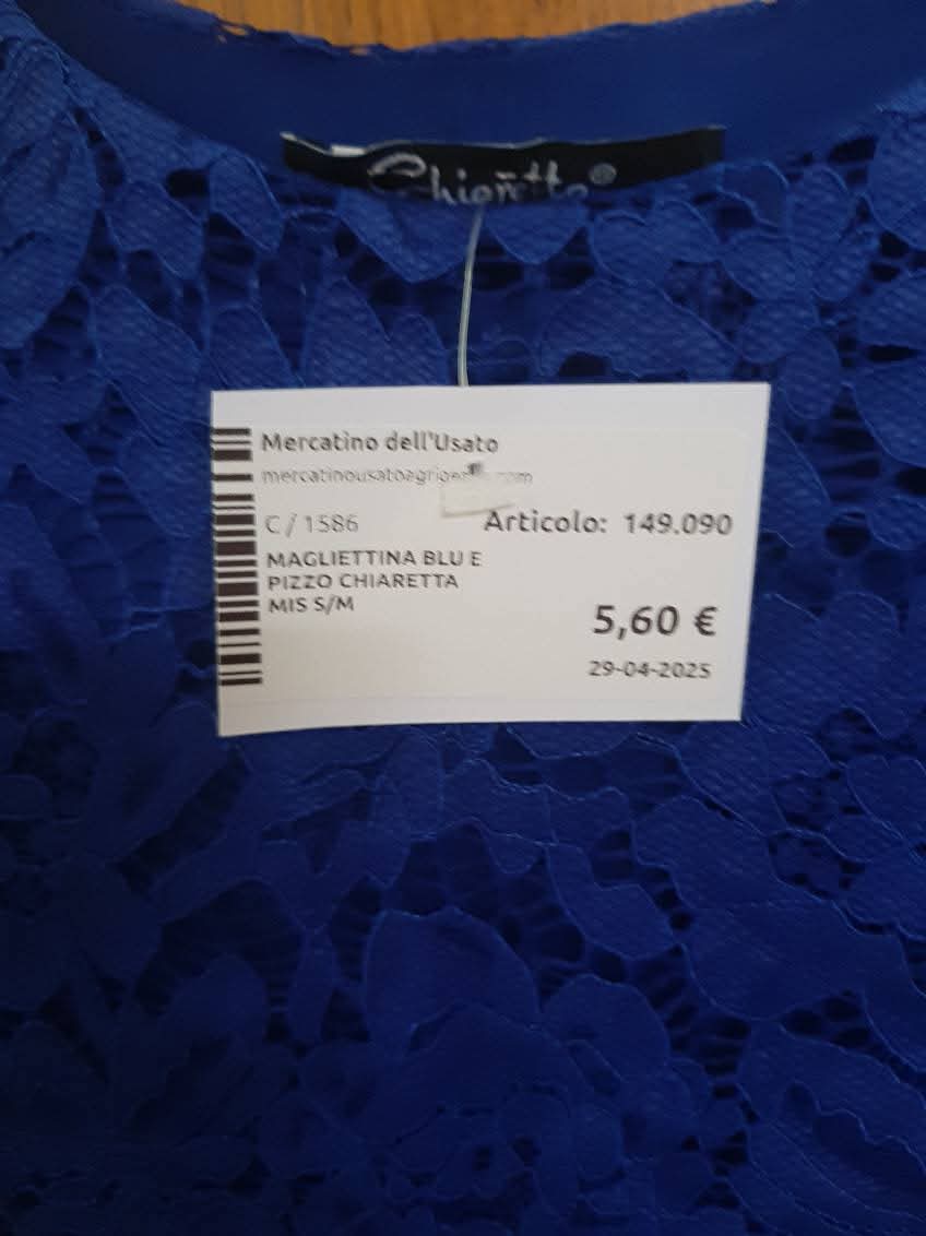 Magliettina Blu E Pizzo Chiaretta Mis S/m