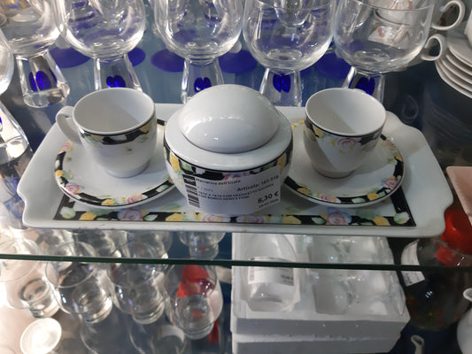 Teta A Teta Con Vassoietto Bavaria Con Bordo Nero E Fiori