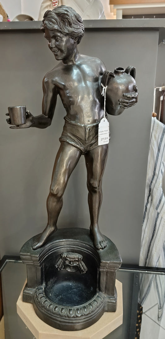Vecchia Statuetta Fonderia Uccello Napoli Base Marmo