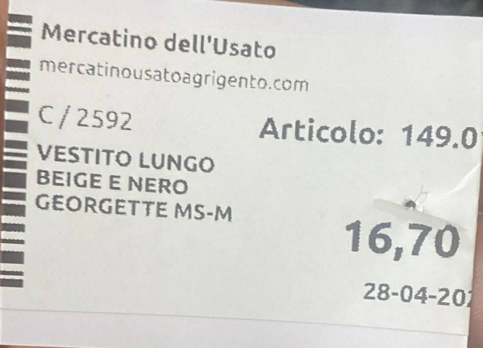 Vestito Lungo Beige E Nero Georgette Ms-m
