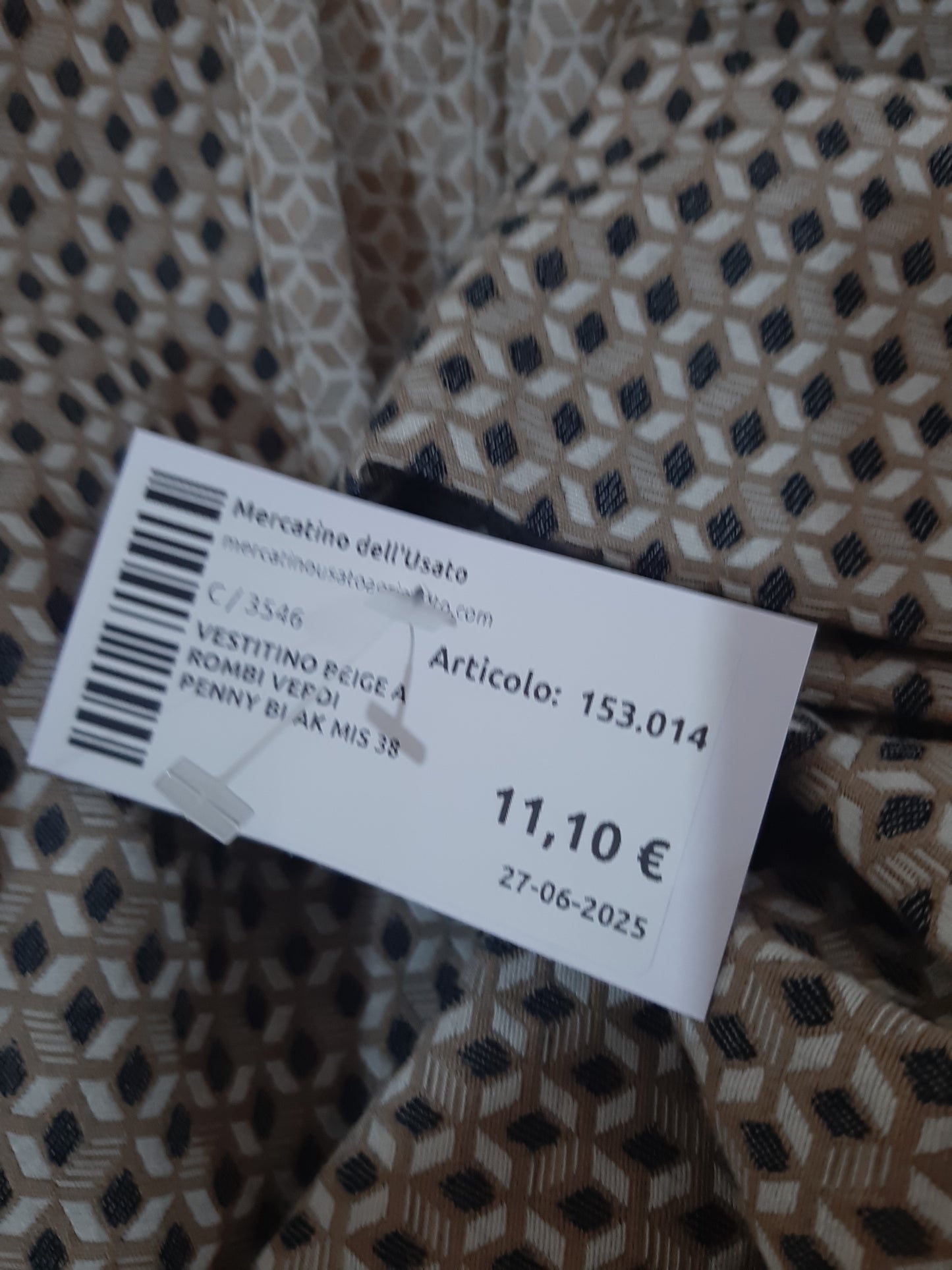 Vestitino Beige A Rombi Verdi Penny Blak Mis 38
