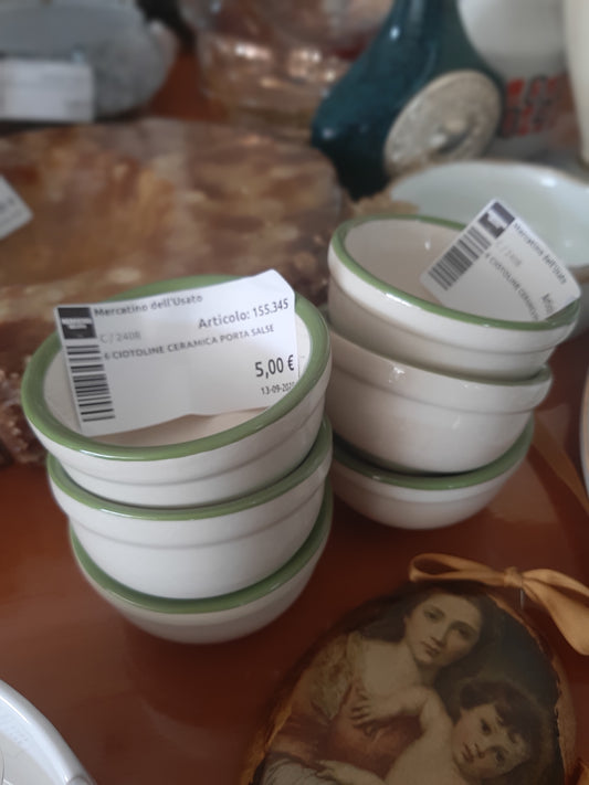 6 Ciotoline Ceramica Porta Salse