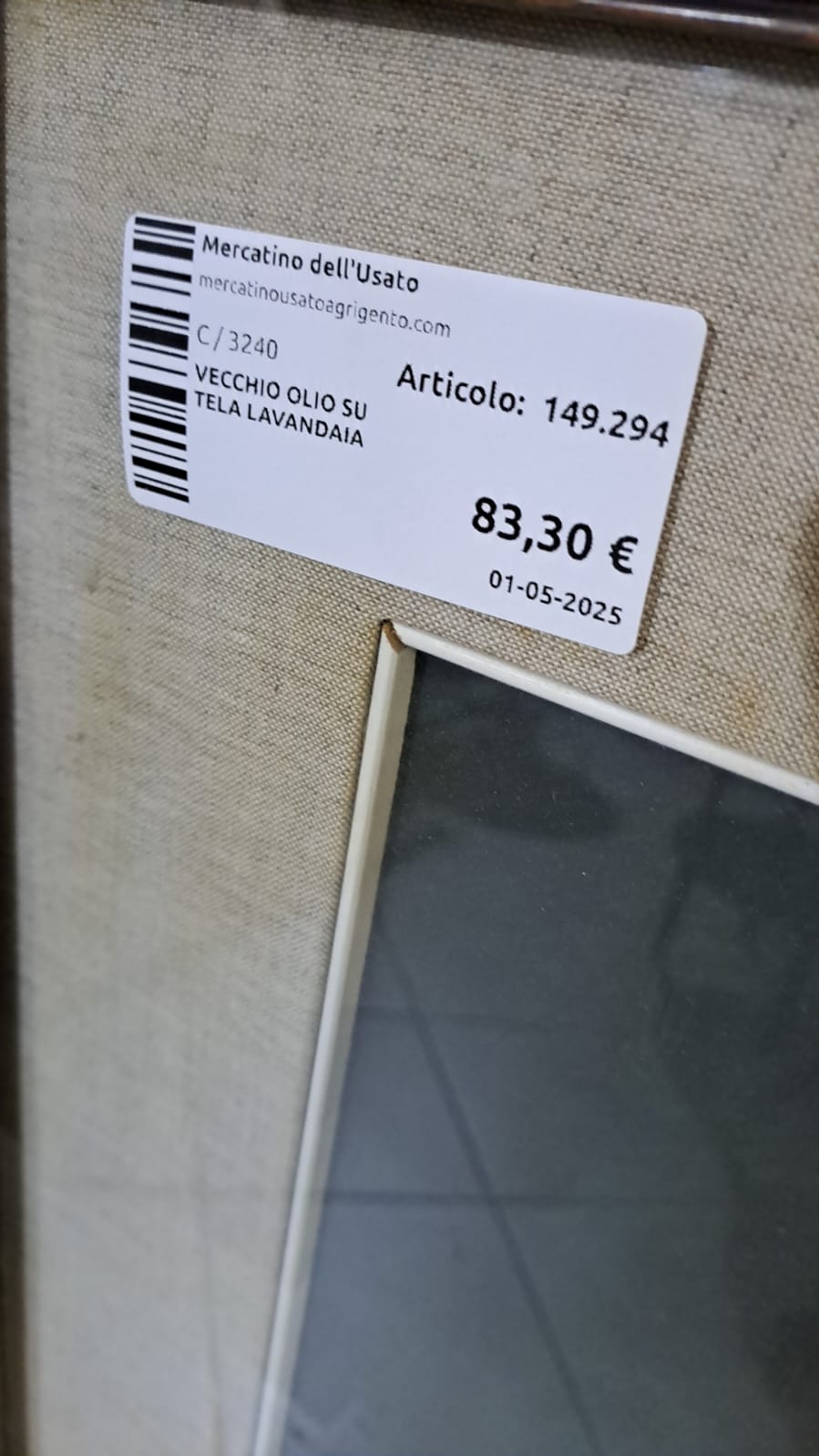 Vecchio Olio Su Tela Lavandaia