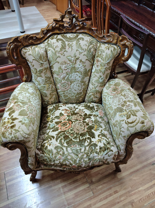 Poltrona In Stile Con Tessuto Broccato R.