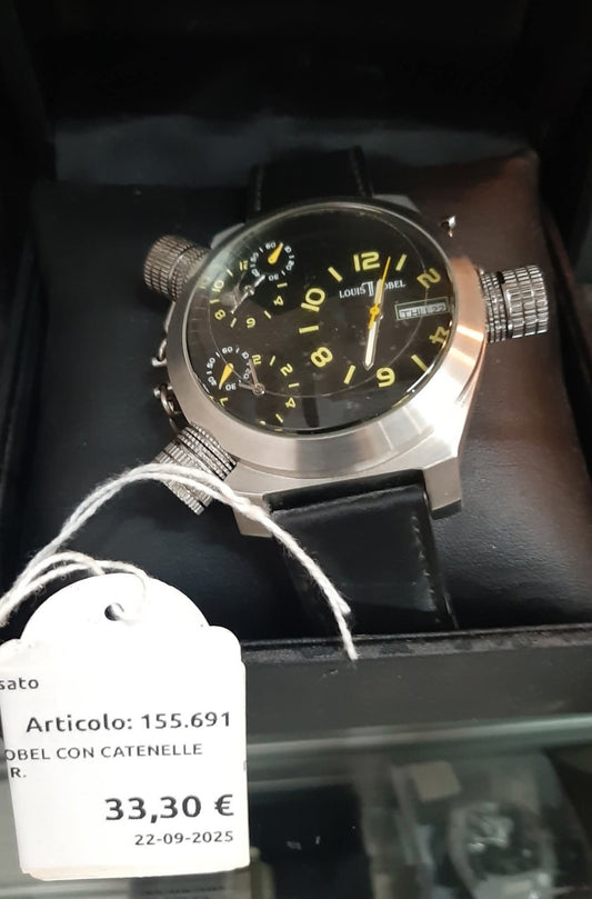 Orologio Luis Lobel Con Catenelle Cinturino Nero R.