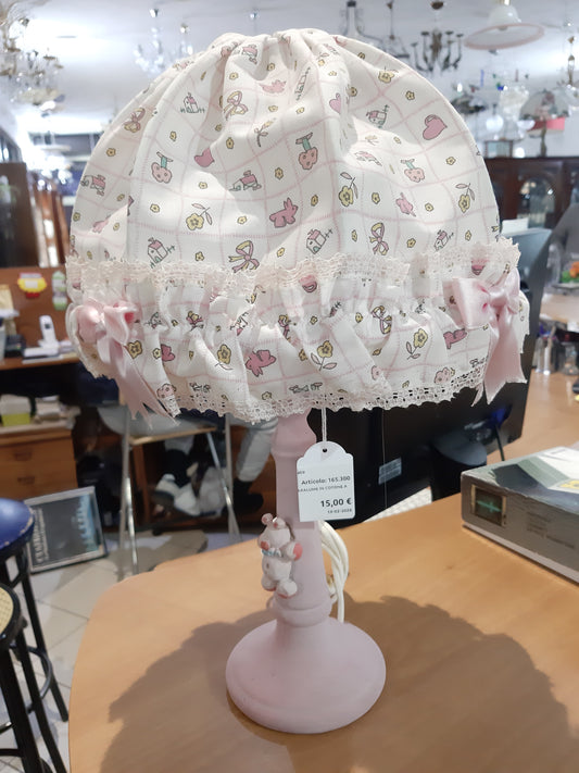 Lumetto Rosa  Paralume In Cotone A Fantasia