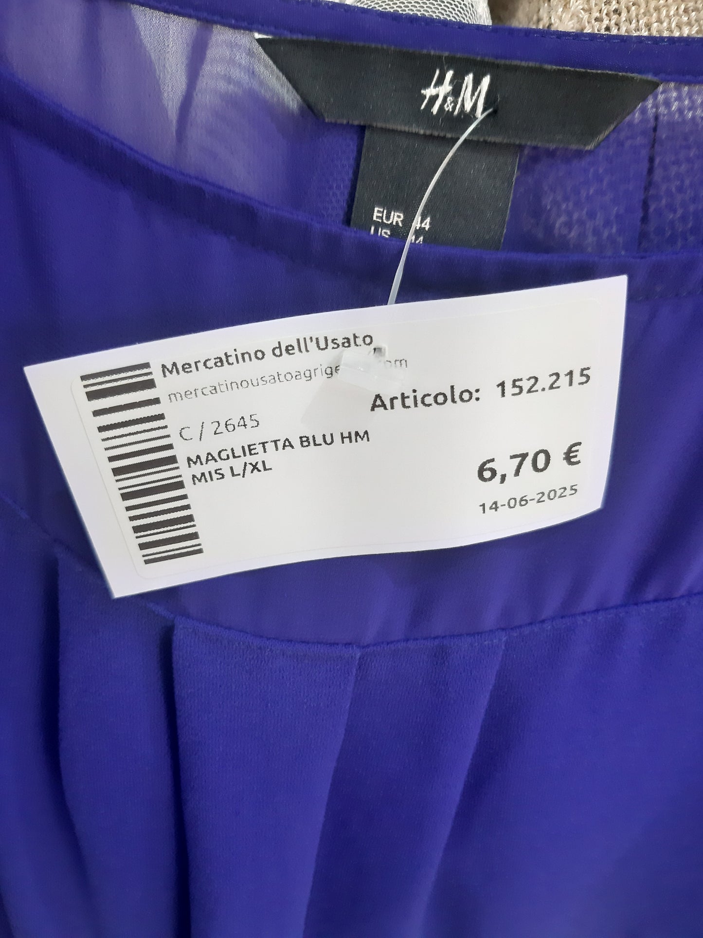 Maglietta Blu Hm Mis L/xl