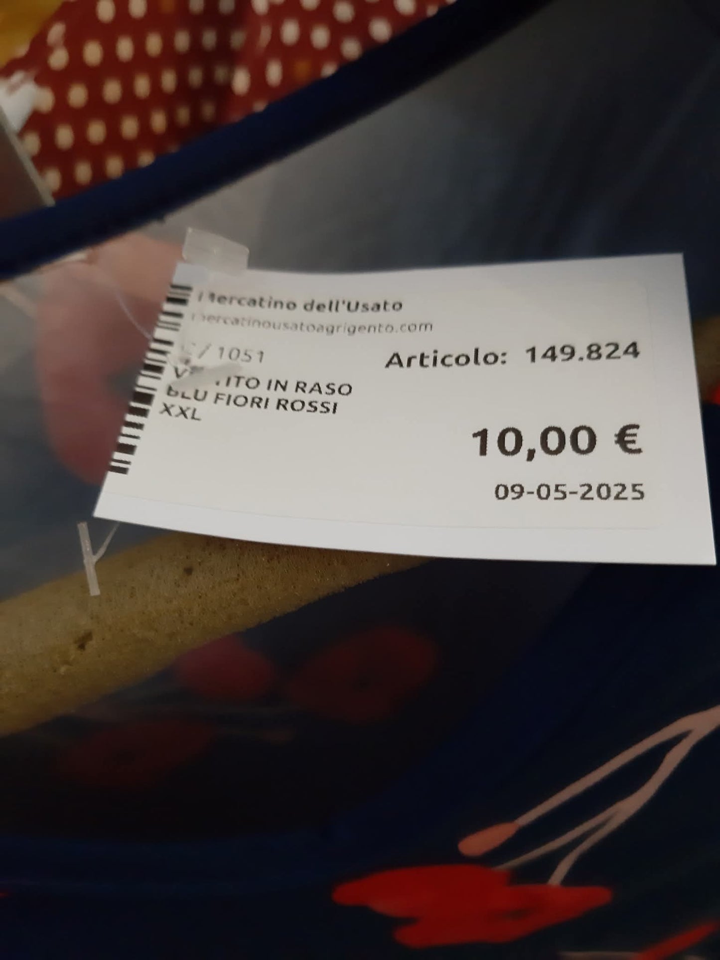 Vestito In Raso Blu Fiori Rossi Xxl