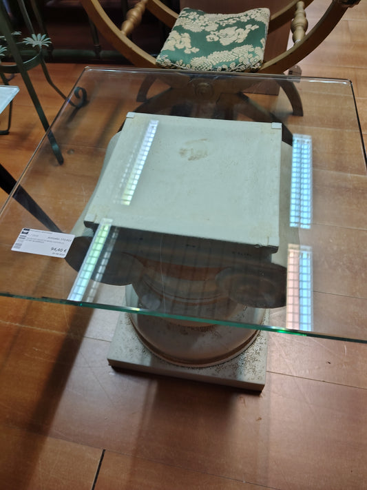 Tavolino Salotto Base Capitello Vetro Quadrato