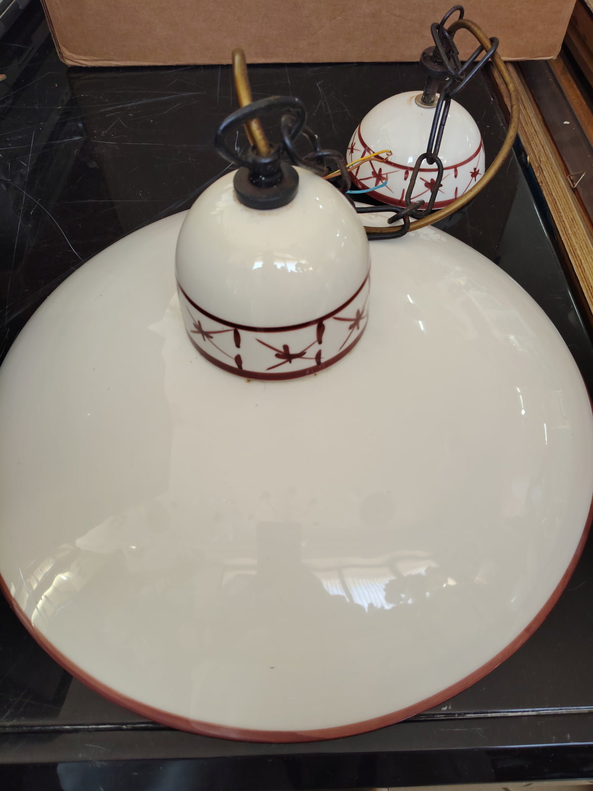 Lampadario In Ceramica Decoro Marrone