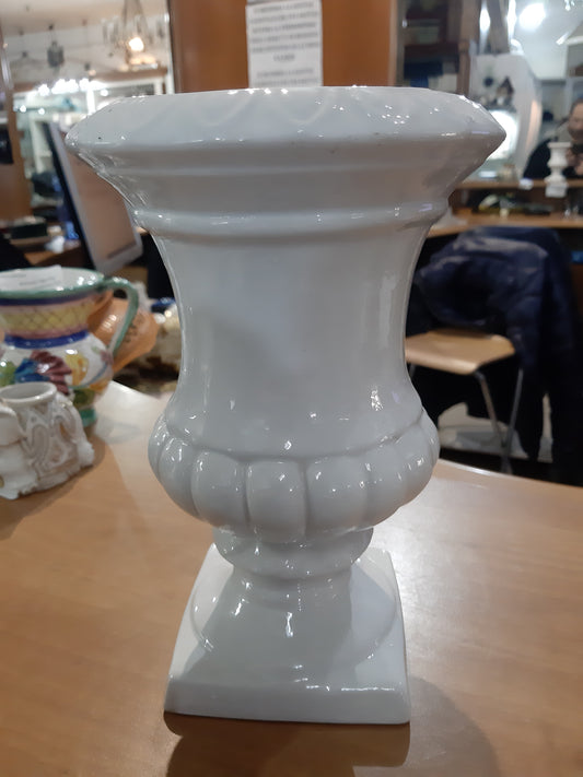 Vaso Ceramica Bianca Tipo Capitello