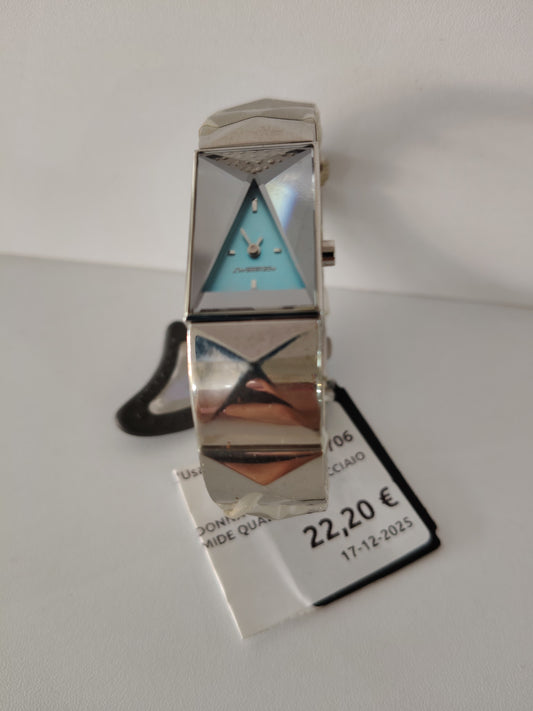 Chronotech Donna Bracciale Acciaio Disegno Piramide Quadrante Turchese