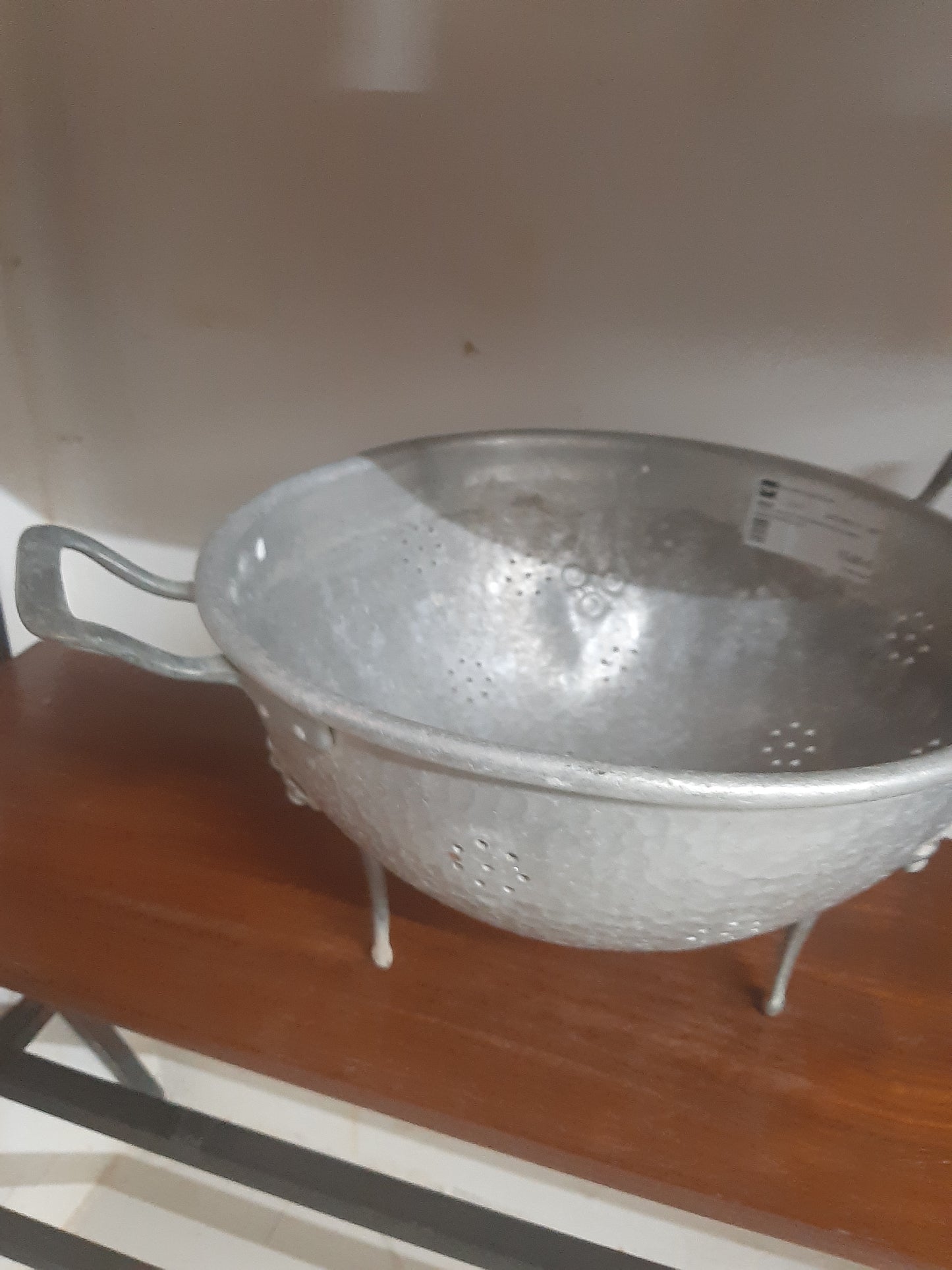 Veccho Scolapasta In Alluminio Martellato