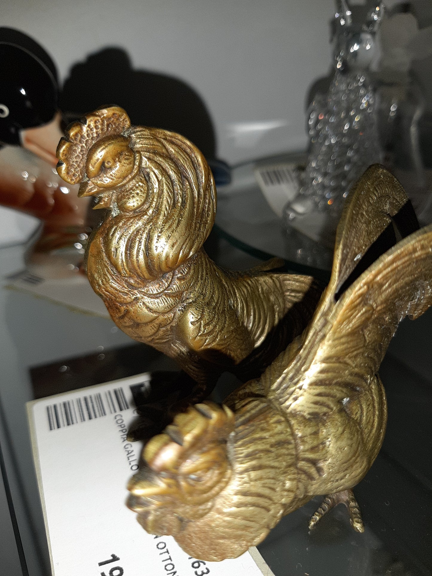 Coppia Gallo E Gallina In Ottone