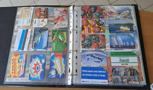 Carpetta Con Schede Telefoniche In Blocco (italiane Ed Estere - 13 Pagine Bifrontali)