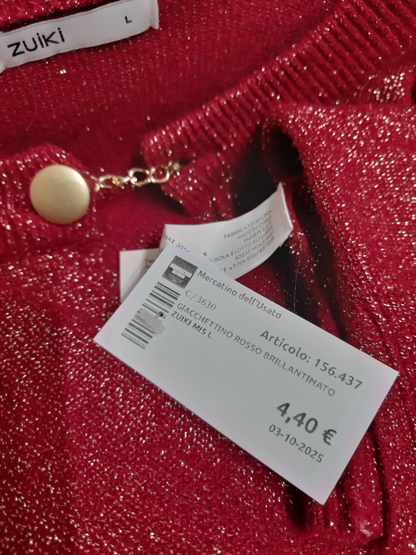 Giacchettino Rosso Brillantinato Zuiki Mis L