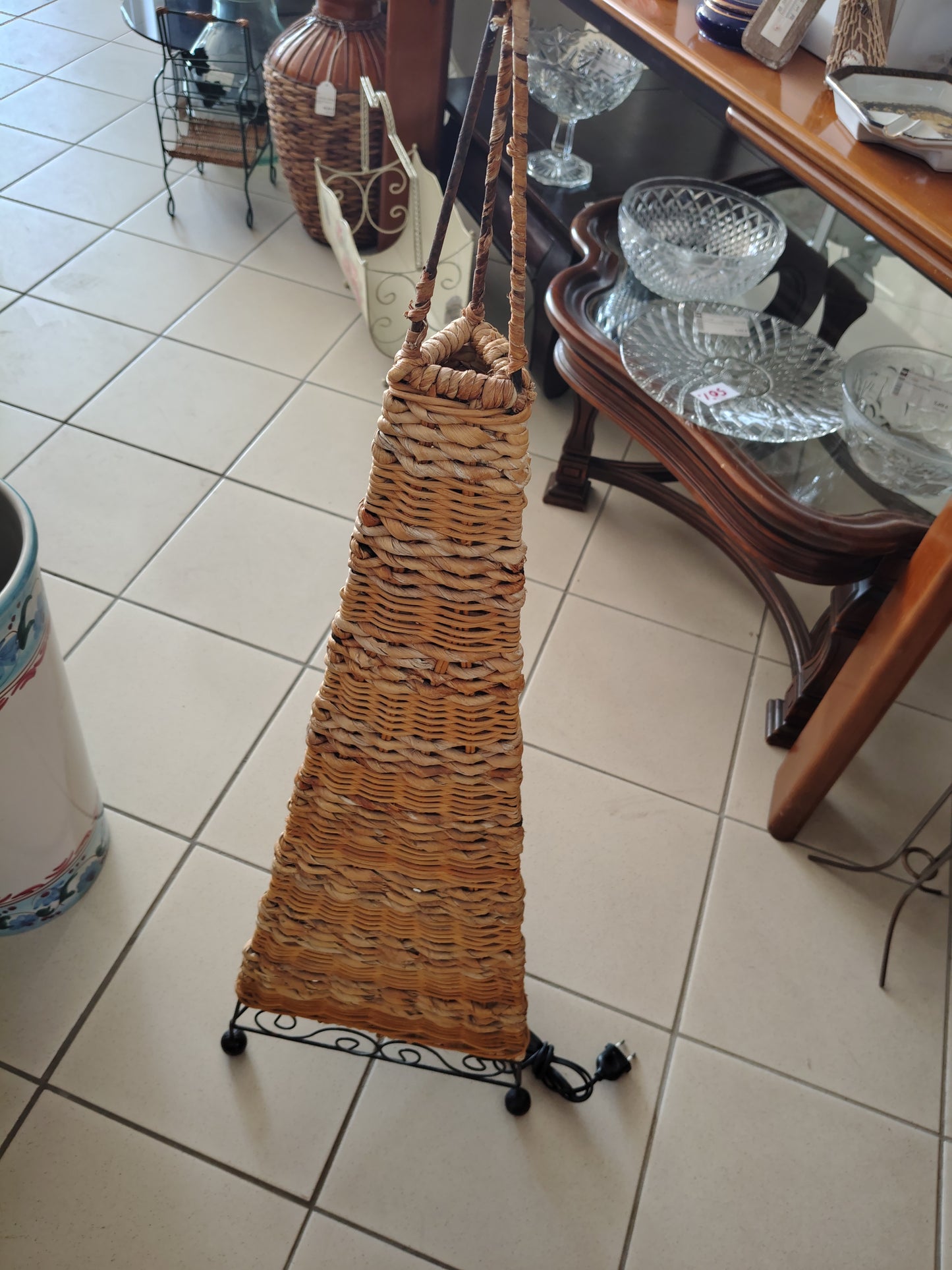 Piantana In Midollino E Ferro
