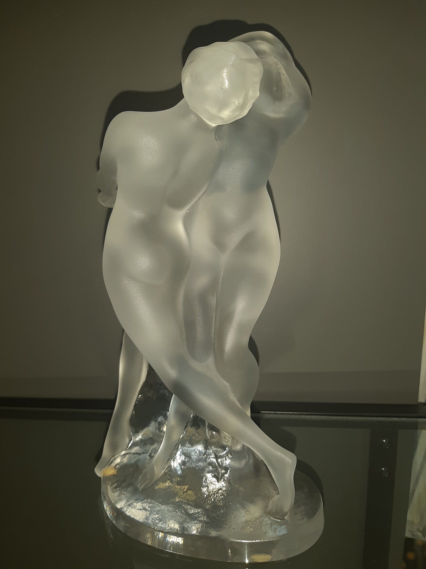 Rara Scultura Lalique (deux Danseuses) Cristallo Satinato E Trasparente